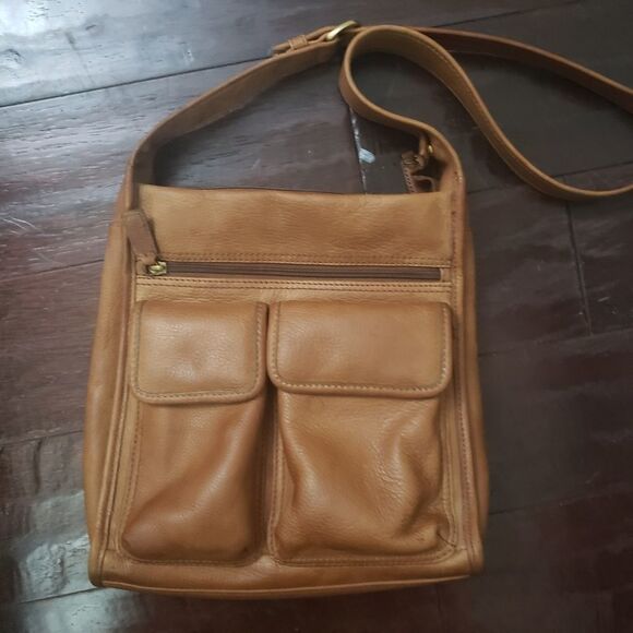 Fossil.Brown Pebbled Leather Crossbody Bag Purse - Picture 1 of 4
